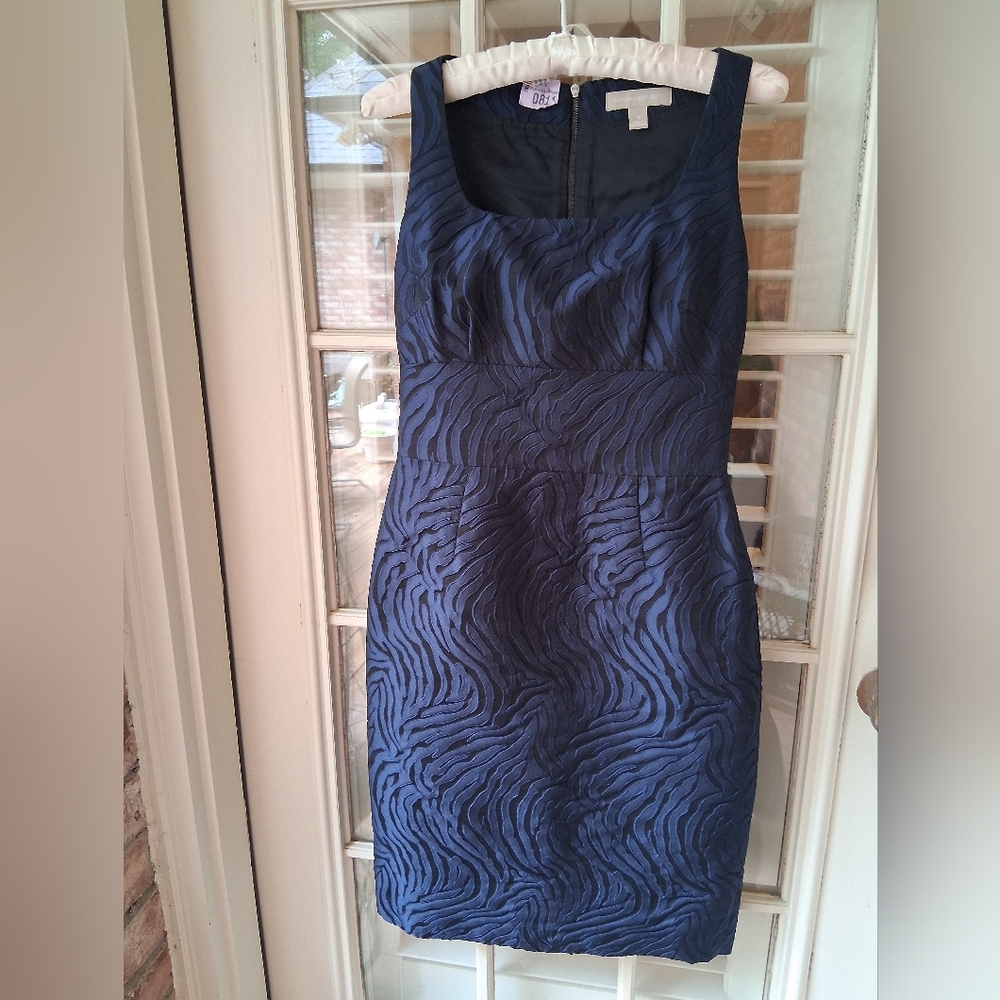 Elegant Navy Zebra Textured Dress - Banana Republic, Size 0